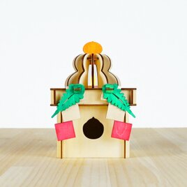 「鏡餅と三方」木製ミニランプの画像