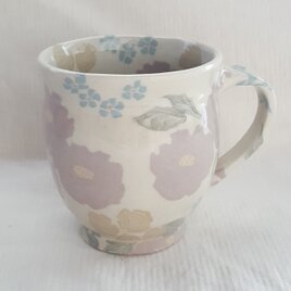 練上　牡丹薔薇  丸マグカップ　透明釉の画像