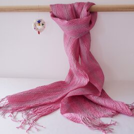 コチニール染め　手織りシルクストール　ST30の画像