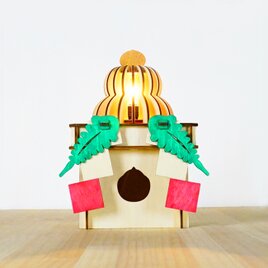 「鏡餅＆三方」木製フロアランプの画像