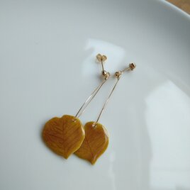 シルバーのユーカリピアス(茶)