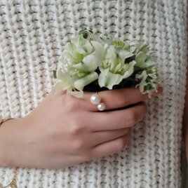 mili K18YG 宇和島アコヤパール Two Pearls Ring