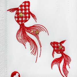 刺しゅうで作った　うれしっしゅの絵はがき　夏　金魚・氷・花火　各1枚の3枚セットの画像