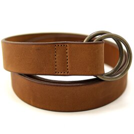 栃木レザー ダブルリング 日本製 35mm レザーベルト メンズ 本革 一枚革 ヌメ バックル キャメル