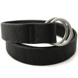 栃木レザー ダブルリング 日本製 35mm レザーベルト メンズ 本革 一枚革 ヌメ バックル ブラック