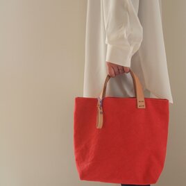 手染め帆布トートバッグSサイズ　□まがい紅色□の画像