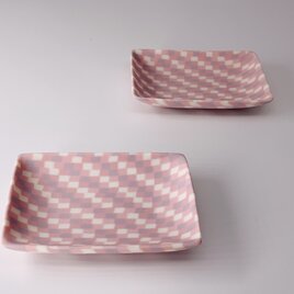 練り込み豆皿　checkeredの画像