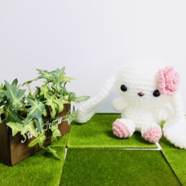 ロップイヤーうさぎ（垂れ耳ホワイト）☆あみぐるみ☆動物シリーズ