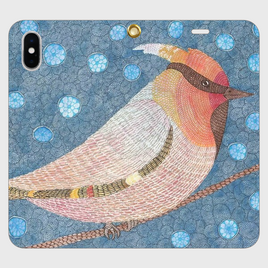 帯なし手帳型iPhoneケース/スマホケース/キレンジャク/鳥の画像