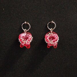 編込みチェーンPVCイヤリングピンク/PVC/シンプル/モード