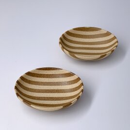 練込み楕円豆皿２個セット　stripeの画像