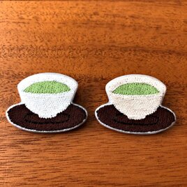 刺繍ブローチ　「お茶」の画像