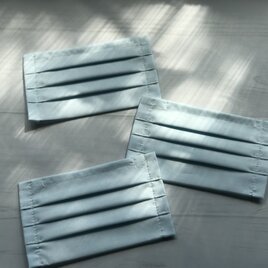 冬マスク☆おしゃれマスク☆ライトブルー☆プリーツマスク☆ハンドメイドマスク☆