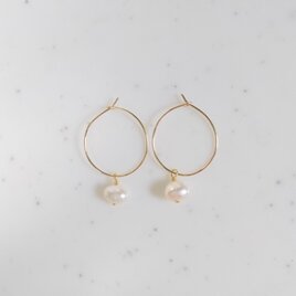14kgf＊淡水パール＊フープピアス #535