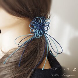ヘアゴム「ときひたり、君」（濃青×縹）の画像