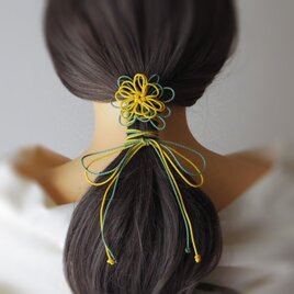 ヘアゴム「もえいづる、君」（黄×淡緑）