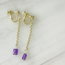 再販★2月誕生石！アメジスト・ホワイトチェーンのイヤリング♪★
