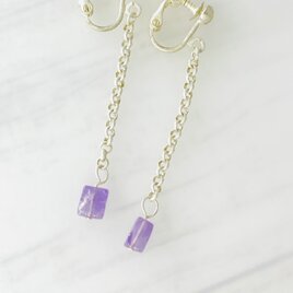 再販★2月誕生石！アメジスト・ホワイトチェーンのイヤリング♪★