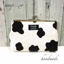 シンプル ただの うしさん がま口 ポーチ 通帳 ケース