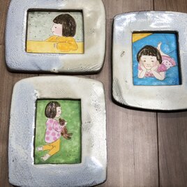 〈ミッキーマムさま専用〉陶額入り日本画3点組の画像