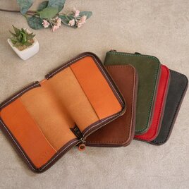 安心のファスナー式本革ブックカバー【革６色】  文庫本＝a6サイズ・12色の刺繍＆糸カスタム無料・名入れ有料・st-33の画像