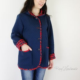 [予約販売] キルトニットネイビーとタータンパーカージャケット
