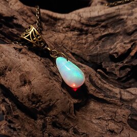 ハイブリッドオパールネックレス(ホワイト緑斑)