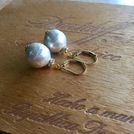 Vintage paper pearl　フレンチフックピアス　<a020-ear>の画像