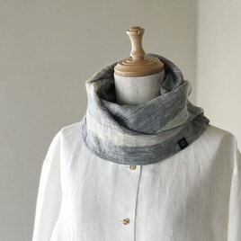 さらふわ ラミー麻のねじりリバーシブルスヌードGray/Naturalの画像