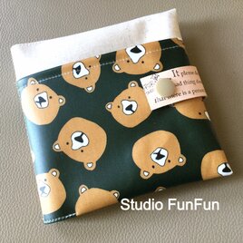 クマ カーキ 携帯用ボックスティッシュケース