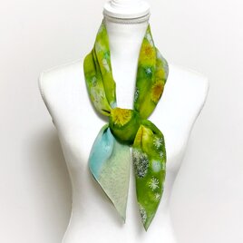 シルクジョーゼット・プリントスカーフ＊タンポポ野原