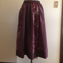 着物リメイクのギャザースカートの画像