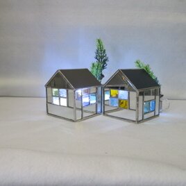 家　オブジェ・ledホルダー・ステンドグラス　