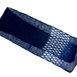 藍のグラデーションが美しい藍染麻混スカーフ（柄27）の画像