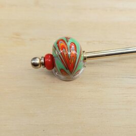 かんざしの玉(だいだいの流し模様)