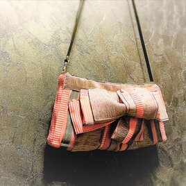 kougeiexpo たたみ　重ねリボン　ショルダー　２way　クラッチにも　茶グラデ♡春色新作2021