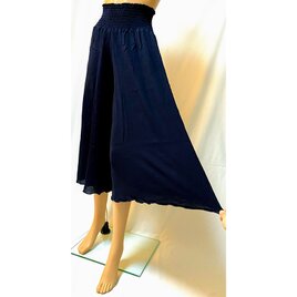 ❤楽ちん❤綺麗なスカートシルエットで軽やか心地のリラックス美脚キュロットパンツ◎1サイズで7～13号の方に対応:紺ダークネイビーの画像