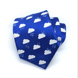 雲小紋柄天気ネクタイ オリジナルシルク/くもり/ロイヤルブルー/青の画像