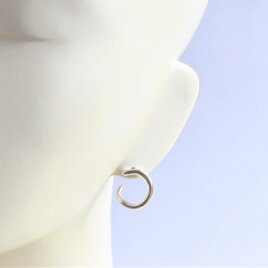 Warped Circle Silver Earrings -1　の画像