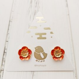 梅の花のピアス（赤）