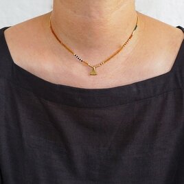 【受注製作/K 24 gold plated beads】  TRIANGLE BEADS NECKLACE-Amberの画像