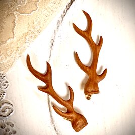 鹿の角のイヤリング(桂の木)の画像