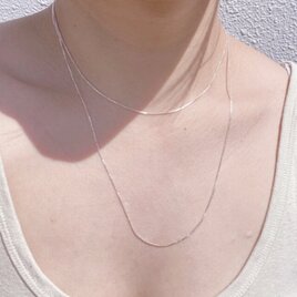 スクエアチェーンネックレス　ホワイトシルバー　55cm