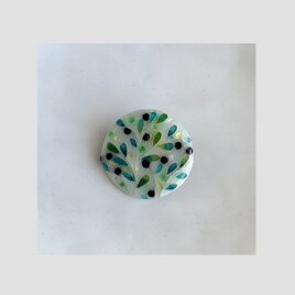 七宝焼ブローチ　olive 円形の画像