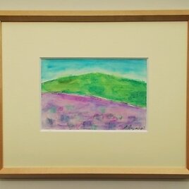 絵画 インテリア 額絵 水彩と色墨、クレパスのコラボ画 憧れの風景の画像