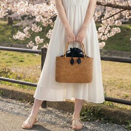 シンプルモチーフで大人の抜け感かごバッグ♪ バリ島 アタバッグ ハンドバッグ かご　着物