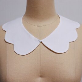 【つけ襟】もくもく雲！スカラップの付け襟【白】