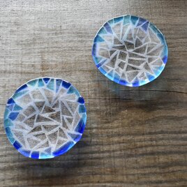 ガラス小皿 ２枚組 mosaic/blueの画像