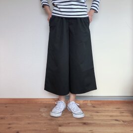 コットンワイドパンツ   8分丈　ブラック