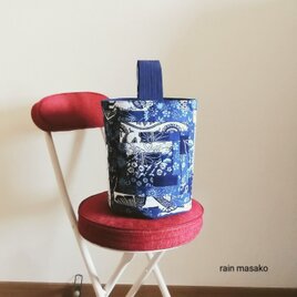 古布で作ったバケツトートバッグ#藍染め#襤褸の画像